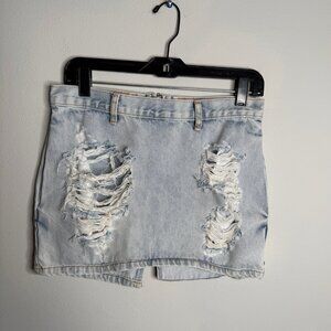 One Teaspoon Women's Blue‎ Mini Freelove Distressed Mini Pencil Skirt - Size 25